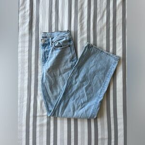 light wash high waisted straight leg jeans